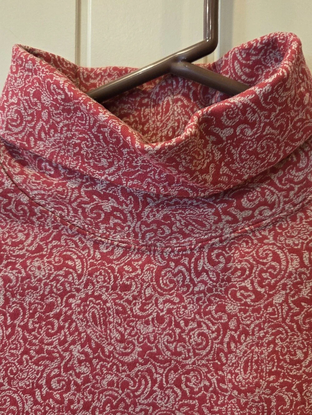 Vintage Red Paisley Mock Neck Top XXL Grandmacore Cottagecore Holiday